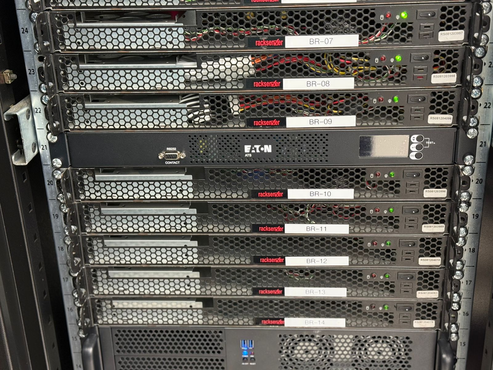 Servidores Racksenzer BR-07 a BR-14 — DataCenter INANetworks Santiago Chile